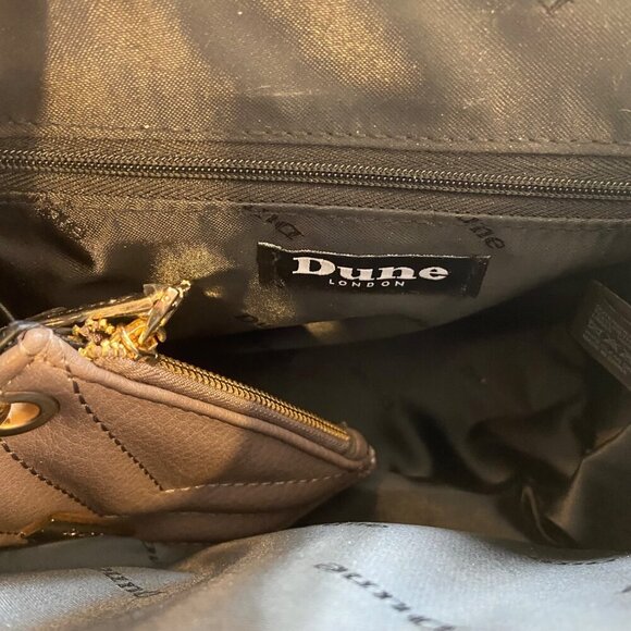 Dune London Taupe Quilted VeganLeather Handbag Chain Attached mini wallet & Gold - Picture 11 of 15